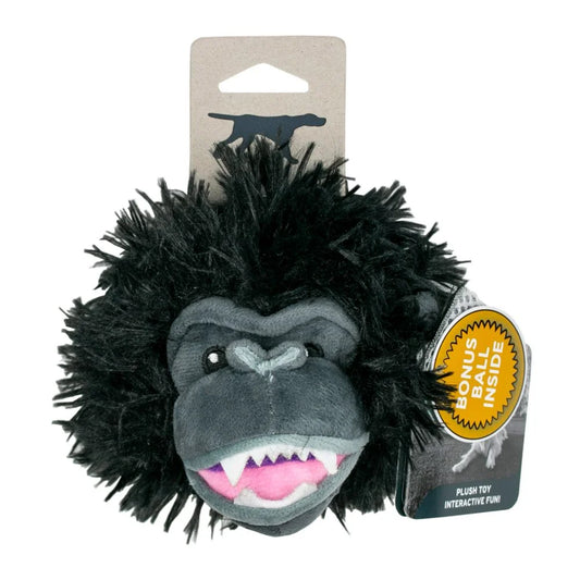 Tall Tails – Plush Gorillia Bear – 2 in 1 Fetch Squeaker Ball Toy – 4″