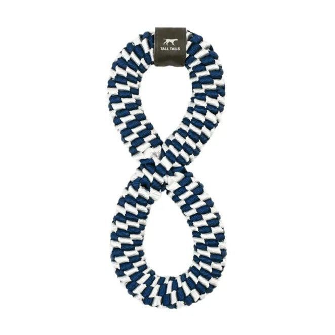 Tall Tails – Braided 11″ Infinity Tug – Navy Blue & Soft Grey