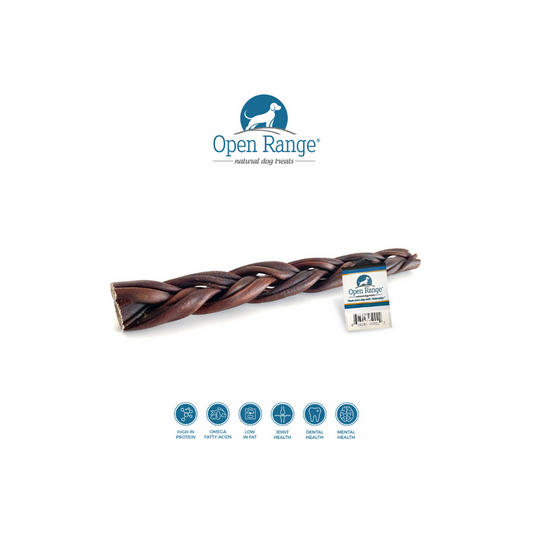 Open Range Water Buffalo Collagen Braided Stick Dog, 11-12in