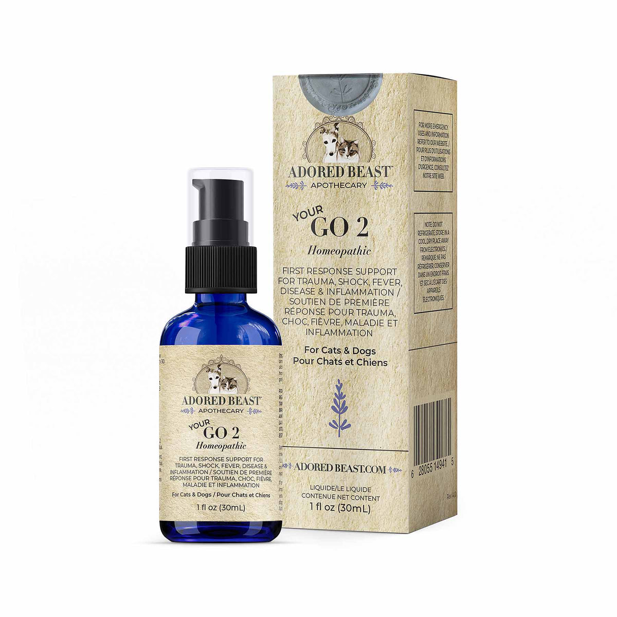 Adored Beast Your Go 2 Homeopathic First Response Spray for Dogs and Cats 30-ml