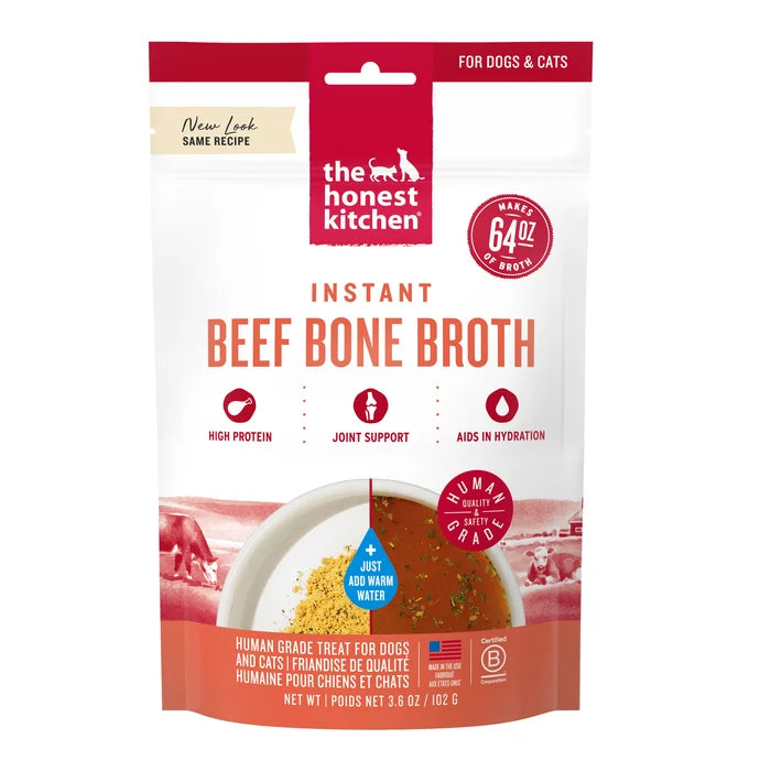 The Honest Kitchen Daily Boosters Instant Beef Bone Broth with Turmeric for Dogs 3.6-oz container