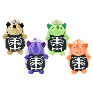 Multipet Halloween Skeleton Hedgehog Plush Dog Toy 4-in