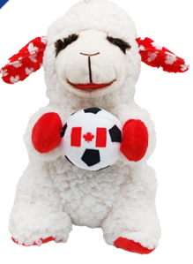 Multipet Wrinkleez Lamb Chop Soccer Canada Dog Toy 8-in