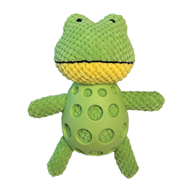 foufouBRANDS fouFIT Polka Plushies Frog Dog Toy 9-in 