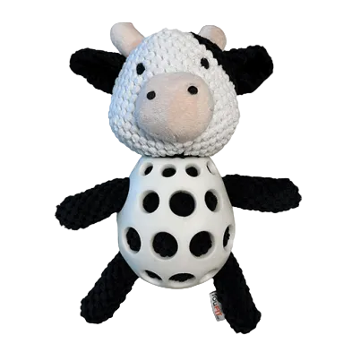 foufouBRANDS fouFIT Polka Plushies Cow Dog Toy 9-in