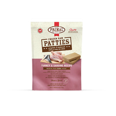 Primal Frozen Raw Patties Turkey Sardine Recipe Dog Food 6-lb Bowmanville Ontario