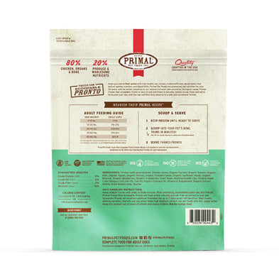 Primal Frozen Raw Scoopable Pronto Chicken Recipe Dog Food 4-lb