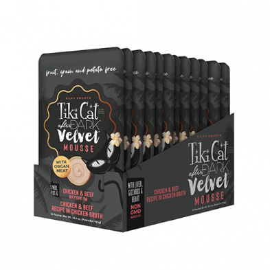 Tiki Cat® After Dark® Velvet Mousse™ Chicken & Beef Recipe in Chicken Broth Wet Cat Food 2.8oz