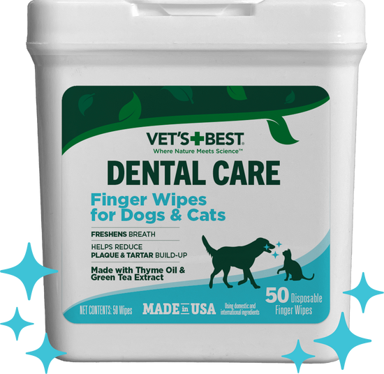 Vets Best Dental Finger Wipes For Dogs & Cats 50ct