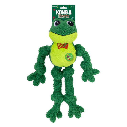 KONG Holiday Knots Bow Tie Frog Plush Dog Toy Large/X-Large