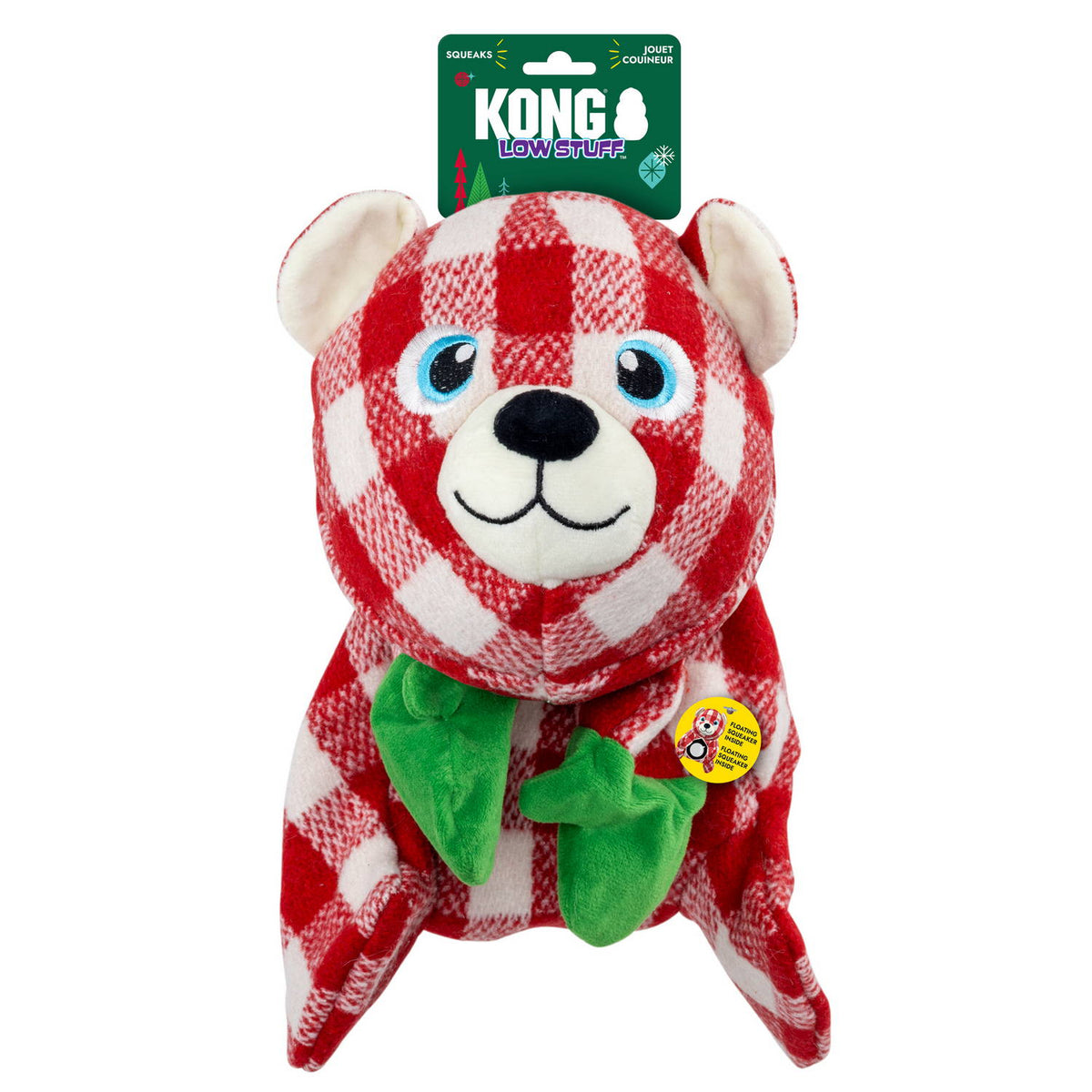 KONG Holiday Low Stuff Flanimalz Bear Plush Dog Toy Large/X-Large