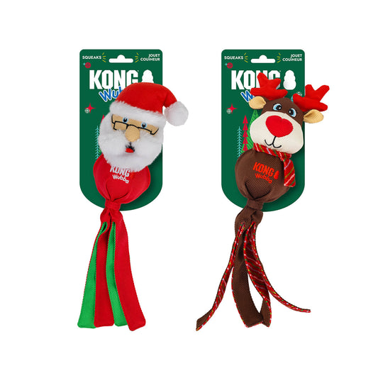 KONG Holiday Wubba Santa or Reindeer Dog Toy Large Assorted