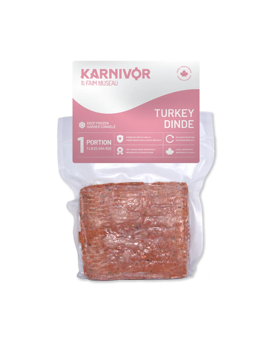 Karnivor by Faim Museau Turkey Single Portion Frozen Raw Dog Food 454-g Bowmanville Ontario