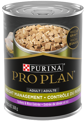 PURINA Pro Plan Dog Canned Weight Management Morsels in Gravy Turkey & Rice Entree, 368-gr