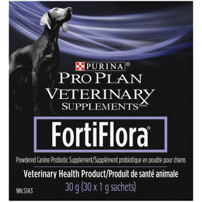Purina Pro Plan Veterinary Supplements FortiFlora Canine powdered probiotic, box of 30 sachets