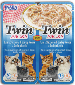 INABA Cat Twins Tuna & Chicken in Scallop Broth, 2 X 1.4-oz