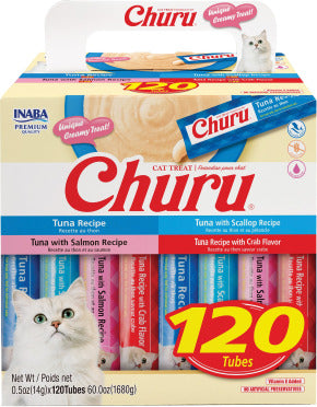 Inaba Cat Churu Purees Variety Tuna Recipes, 120 Pack
