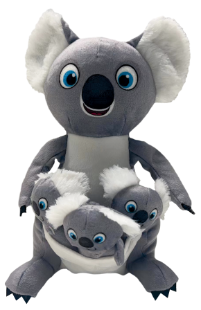 Happy Tails Hide & Seek 4 Piece Plush Dog Toy Koala with 3 Babies