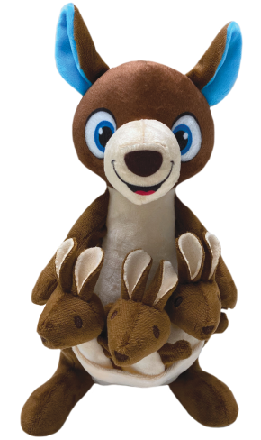 Happy Tails Hide & Seek 4 Piece Plush Dog Toy Kangaroo with 3 Babies