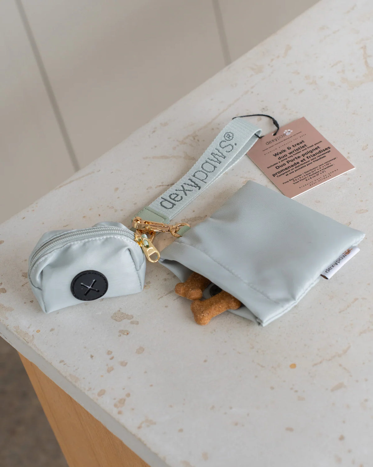 Dexypaws Dual Pouch Wristlet Poop Bag Holder + Treat Pouch | Sage Green