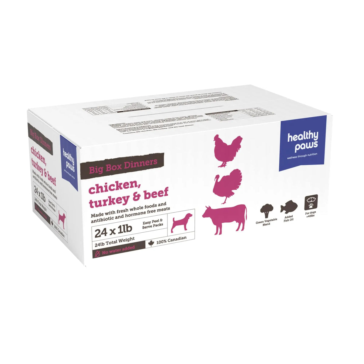 Healthy Paws Big Box Dinner Variety Chicken, Turkey & Beef Frozen Raw Dog Food 24 x 1-lb Orono Ontario