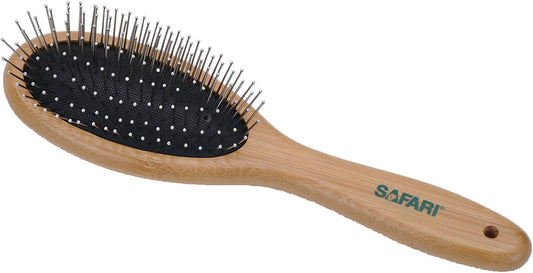 Safari Wire Pin Bamboo Handle Dog Brush, Large (Size: Large)