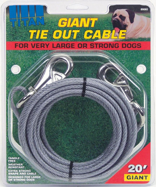 Coastal Titan Giant Tie Out Cable with Nickel Plated Snaps for Very Large Dogs, 30-ft (Size: 30-ft)