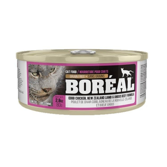 Boreal Cobb Chicken, New Zealand Lamb & Angus Beef Grain-Free Wet Cat Food Can, 80-gram (Size: 80-gram)