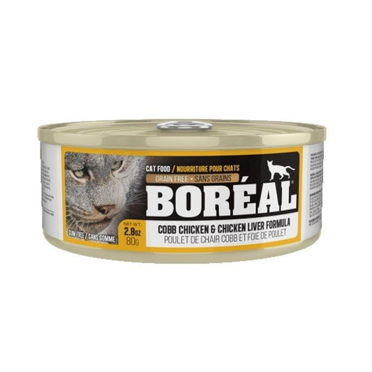 Boreal Cobb Chicken & Chicken Liver Grain-Free Wet Cat Food Can, 80-gram (Size: 80-gram)