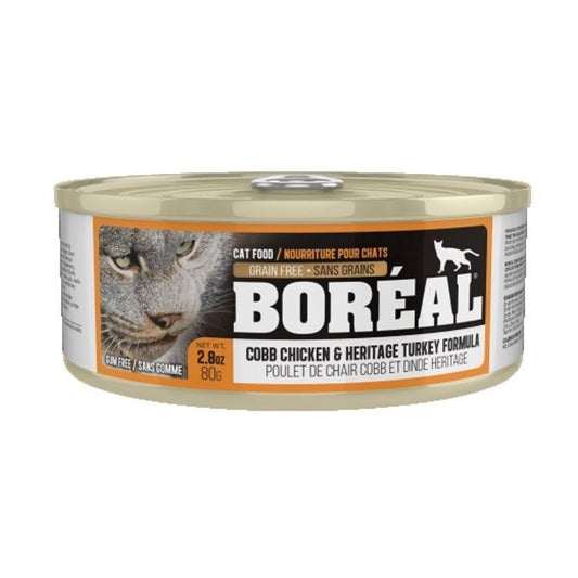 Boreal Cobb Chicken & Heritage Turkey Grain-Free Wet Cat Food Can, 80-gram (Size: 80-gram)