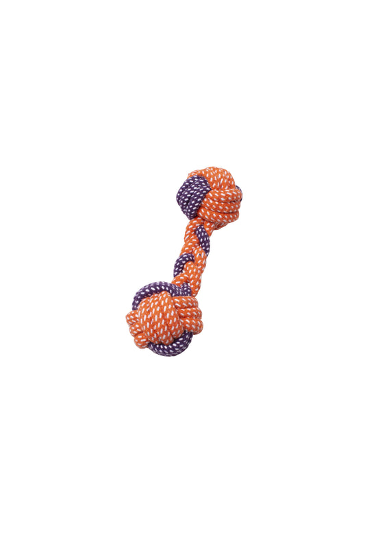 Bud'z Rope Braided Dumbbell Dog Toy, Orange/Purple, 21-cm (Size: 21-cm)