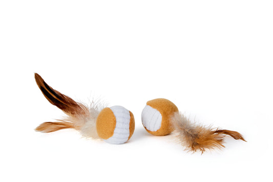 Bud'z Ball with Feather Cat Toy, 4-cm (Size: 4-cm)