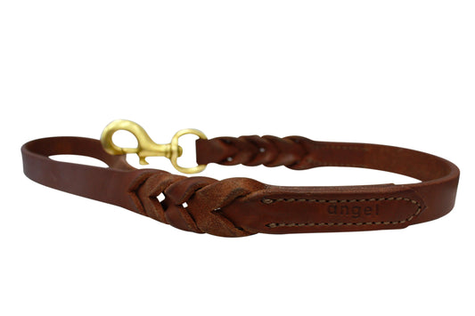 Angel Leather Braided Dog Leash, Brown, 2-ft x 0.75-in (Size: 2-ft x 0.75-in)