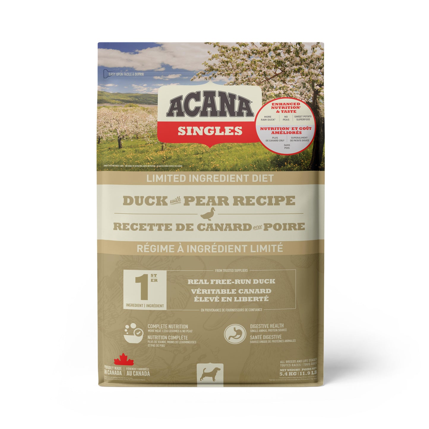 ACANA Singles Limited Ingredient Diet Duck & Pear Recipe Dry Dog Food, 5.4-kg (Size: 5.4-kg)