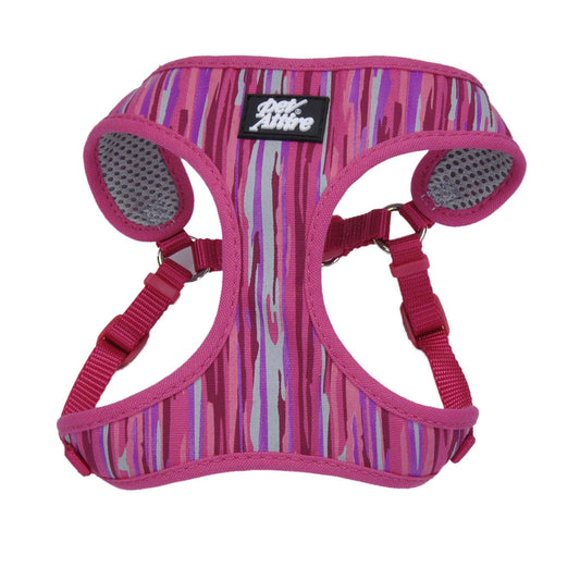 Ribbon Designer Wrap Adjustable Dog Harness, Pink Flamingo Stripe, 3/8-in x 14-in-16-in (Size: 3/8-in x 14-in-16-in)
