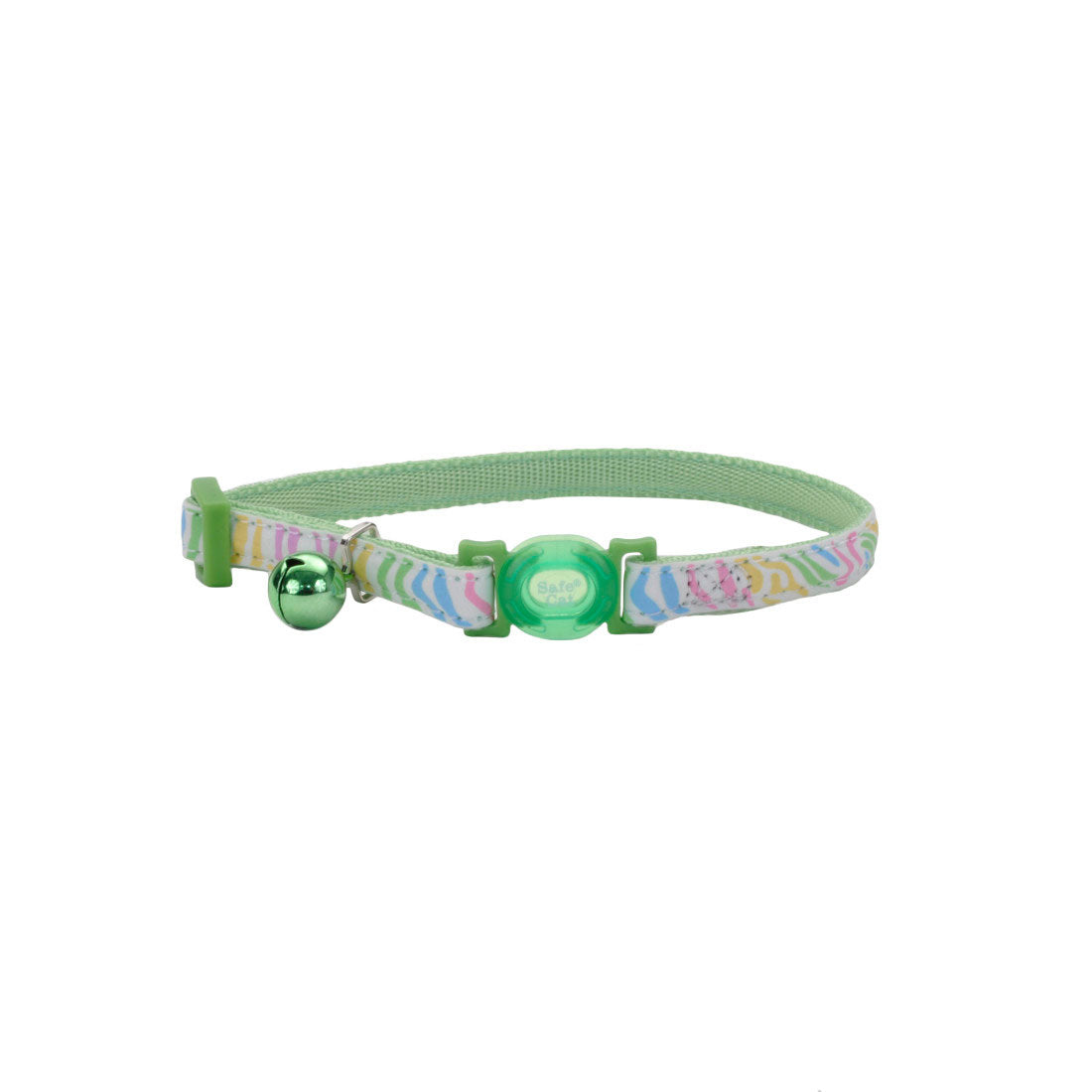 Safe Cat Glow in the Dark Adjustable Breakaway Collar, Glowing Green Stripes, 3/8-in x 8-in-12-in (Size: 3/8-in x 8-in-12-in)