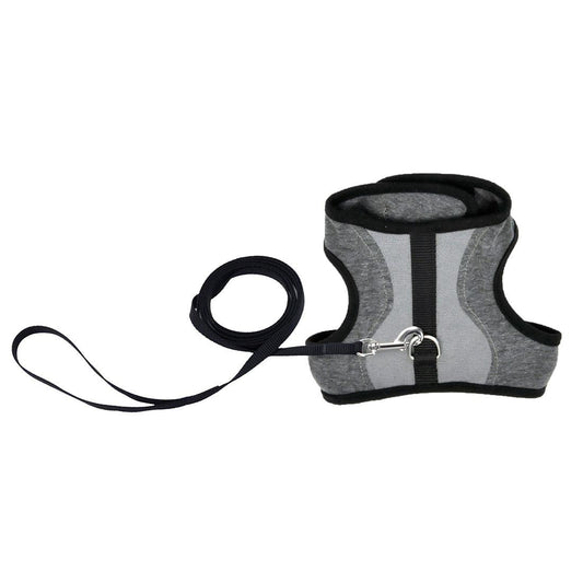Coastal Adjustable Wrap Harness with Leash for Cats, Gray, 9-14-in (Size: 9-14-in)