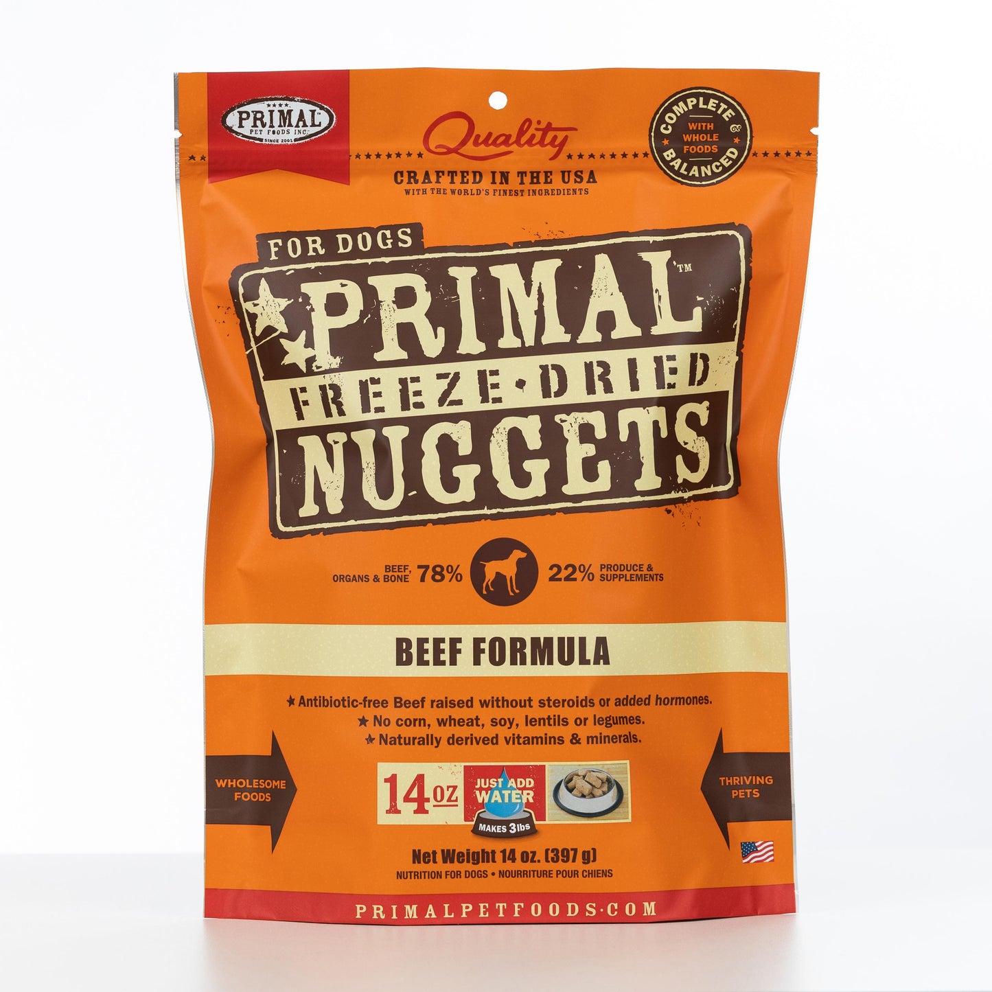 Primal Raw Freeze-Dried Nuggets Beef Formula Dog Food, 5.5-oz (Size: 5.5-oz)