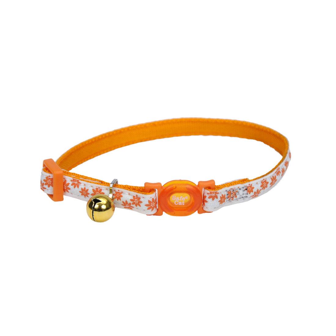 Safe Cat Glow in the Dark Adjustable Breakaway Cat Collar, Glowing Orange Flower, 3/8-in x 8-12-in (Size: 3/8-in x 8-12-in)