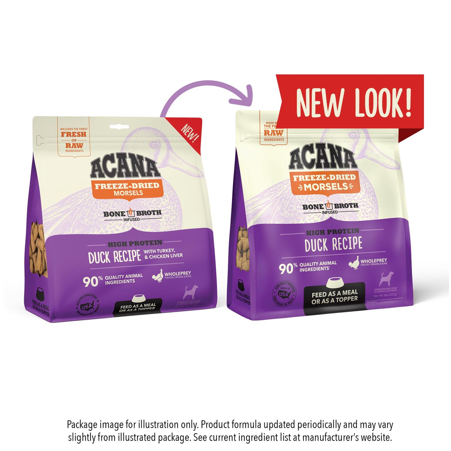 ACANA Duck Recipe Morsels Grain-Free Freeze-Dried Dog Food & Topper, 8-oz (Size: 8-oz)