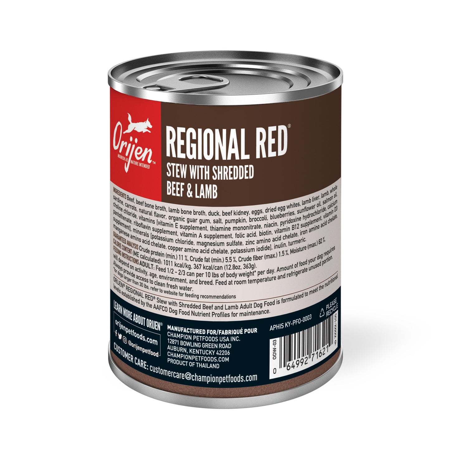 ORIJEN Regional Red Stew with Shredded Beef & Lamb Wet Dog Food, 12.8-oz (Size: 12.8-oz)