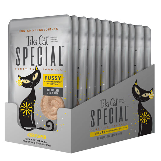Tiki Cat Special FUSSY with Duck Liver & Egg in Broth Wet Cat Food Pouch, 2.4-oz