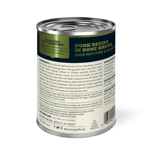 ACANA Premium Chunks Pork Recipe in Bone Broth Wet Dog Food, 12.8-oz