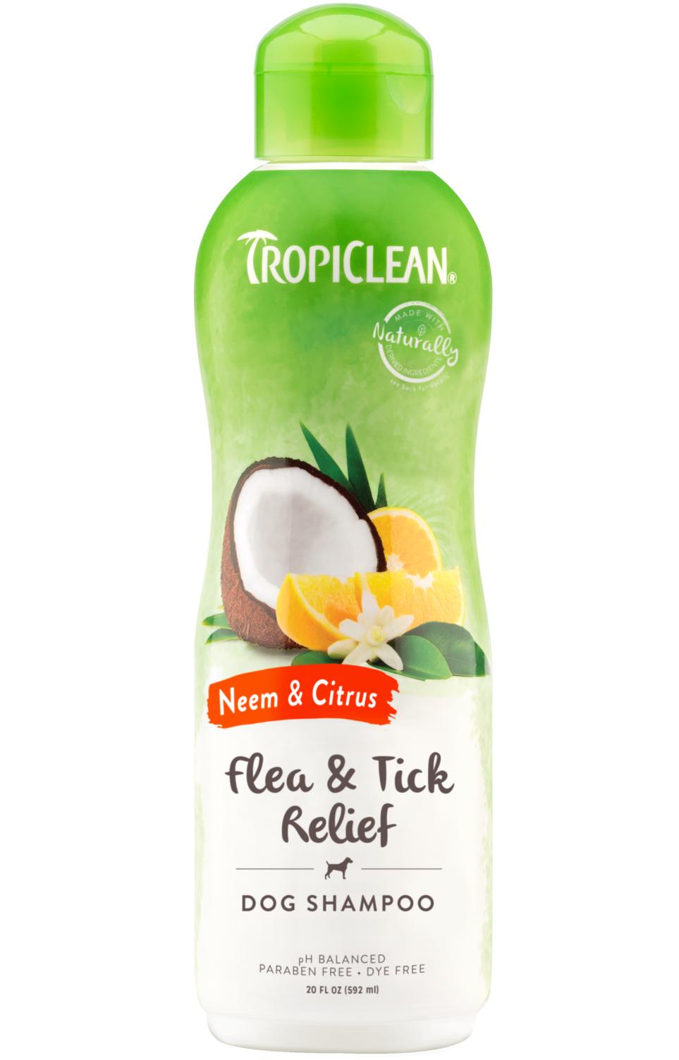 Tropiclean Neem & Citrus Flea & Tick Relief Dog Shampoo, 20-oz (Size: 20-oz)