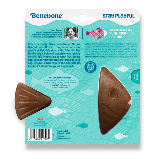 Benebone Fishbone Jack Salmon Flavor Dog Toy, Small