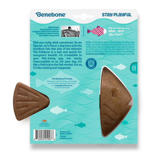 Benebone Fishbone Jack Salmon Flavor Dog Toy, Medium