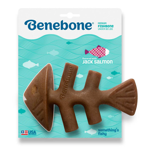 Benebone Fishbone Jack Salmon Flavor Dog Toy, Medium (Size: Medium)