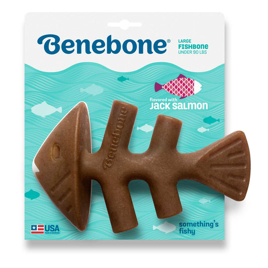 Benebone Fishbone Jack Salmon Flavor Dog Toy, Large (Size: Large)