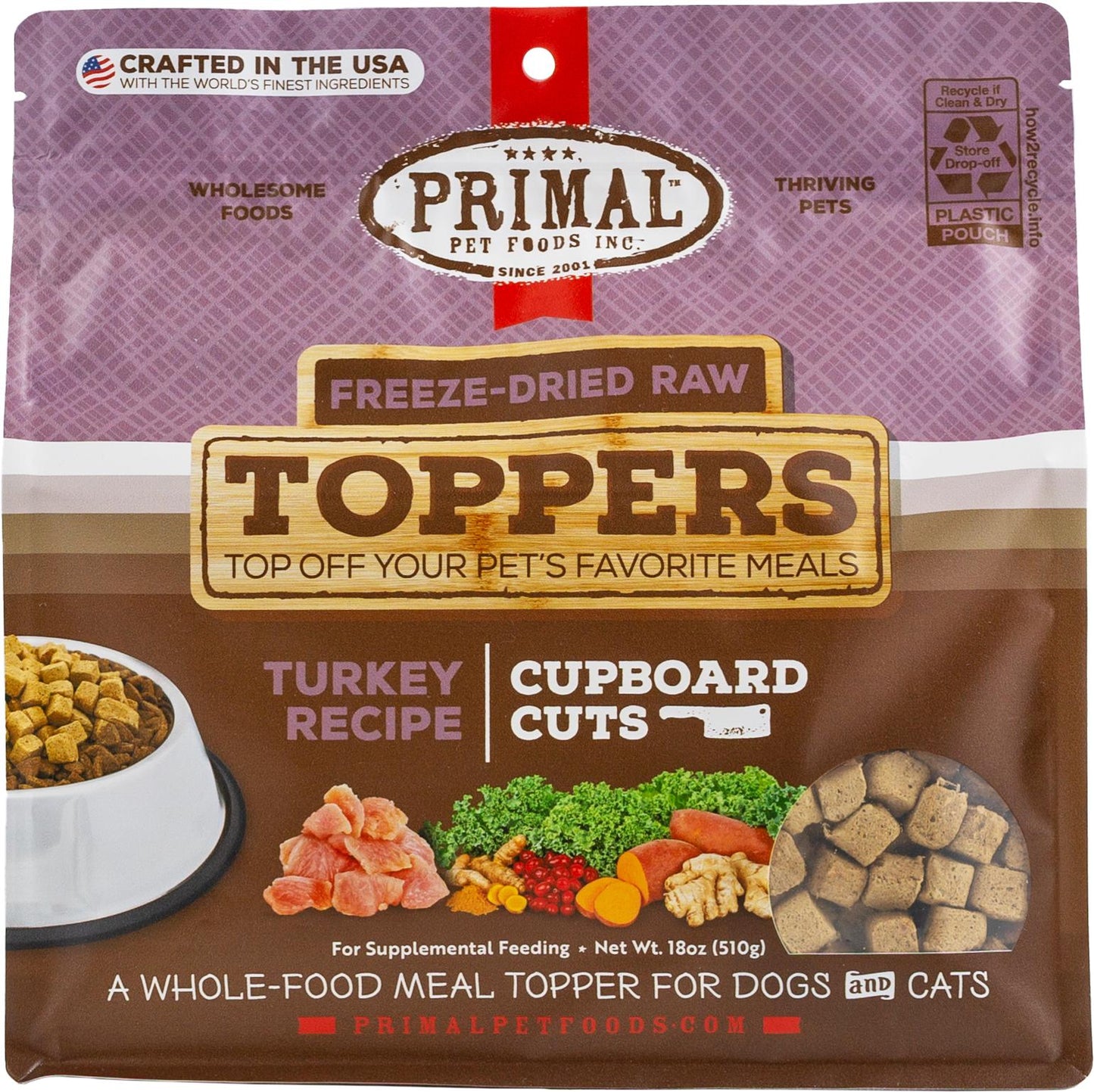 Primal Toppers Turkey Freeze-Dried Raw Dog & Cat Food Topper, 18-oz (Size: 18-oz)