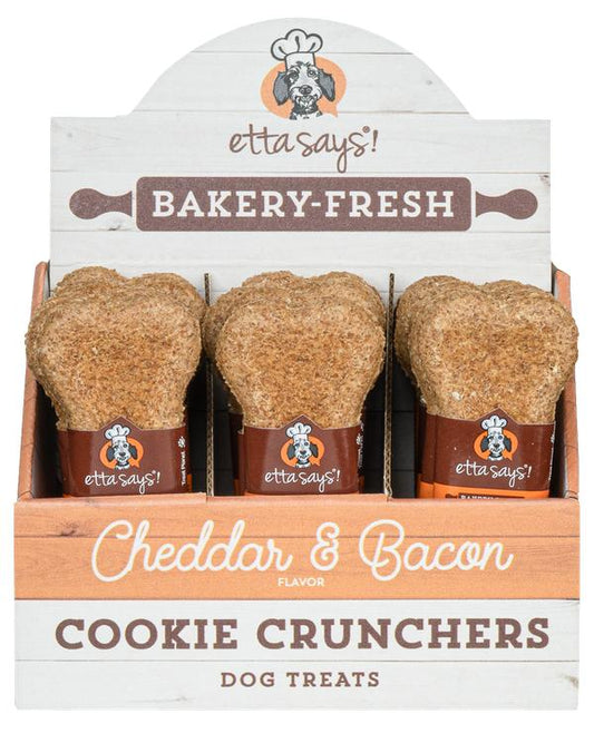 Etta Says! Bakery-Fresh Cookie Crunchers Cheddar & Bacon Dog Treats, 1-oz